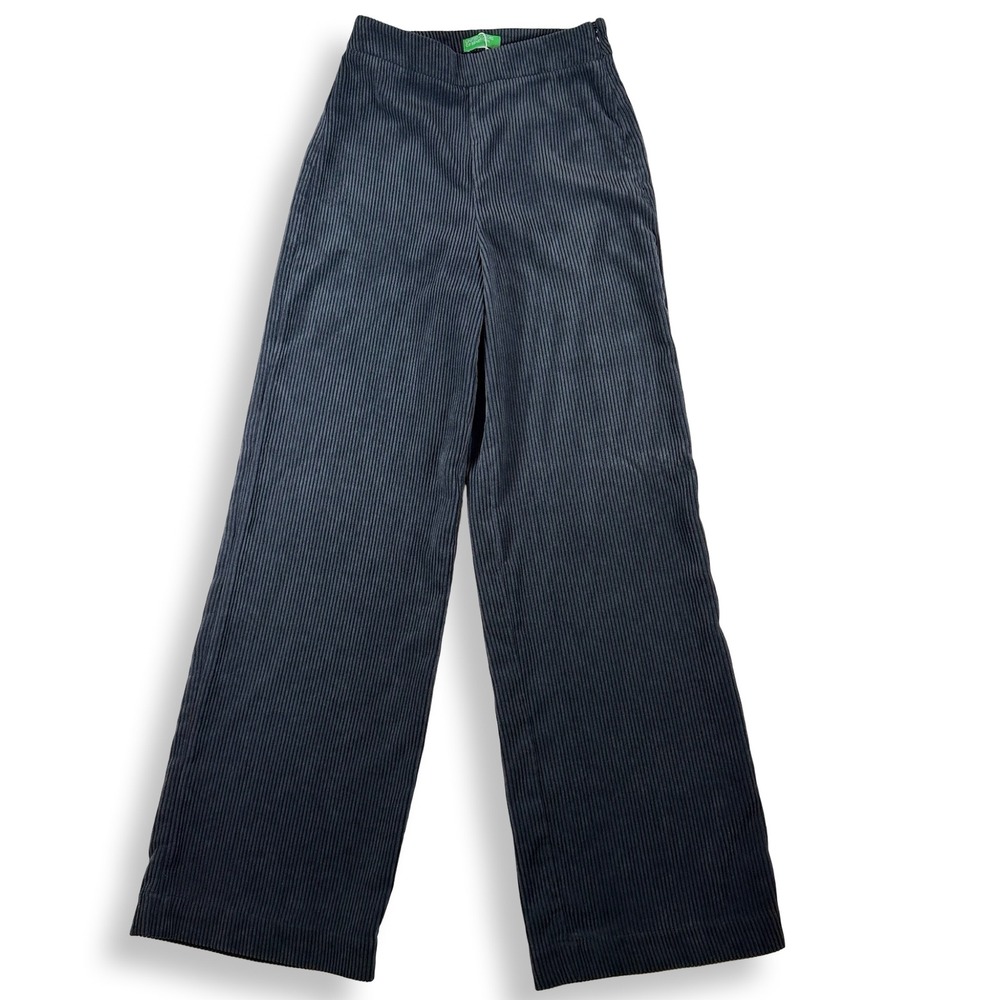 United Colors of Benetton Grey Ribbed Wide Leg Pants High‎ Waist Size US 2